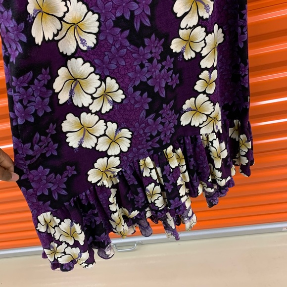 Hilo Hattie Maxi Dress Purple Floral Puff Sleeves - Picture 4 of 13